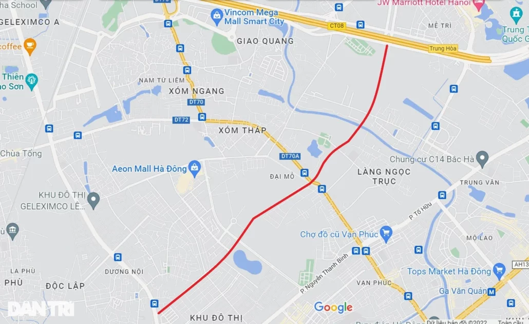 Tuyến đường Lê Quang Đạo kéo dài trên google map 15